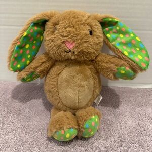 Creatology Brown Bunny Rabbit Stuffed Animal Plush Polka Dot Ears Easter Basket